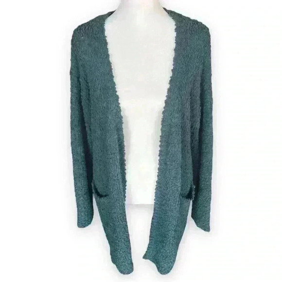 LISTICLE Cardigan Sweater Mohair Blend Open Front Long Chunky Knit Teal Small - Picture 1 of 8
